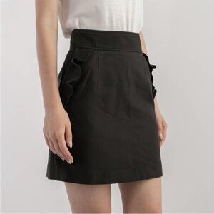 Sandro Paris Black Ruffle Detail Mini Skirt Size 3 (US M)